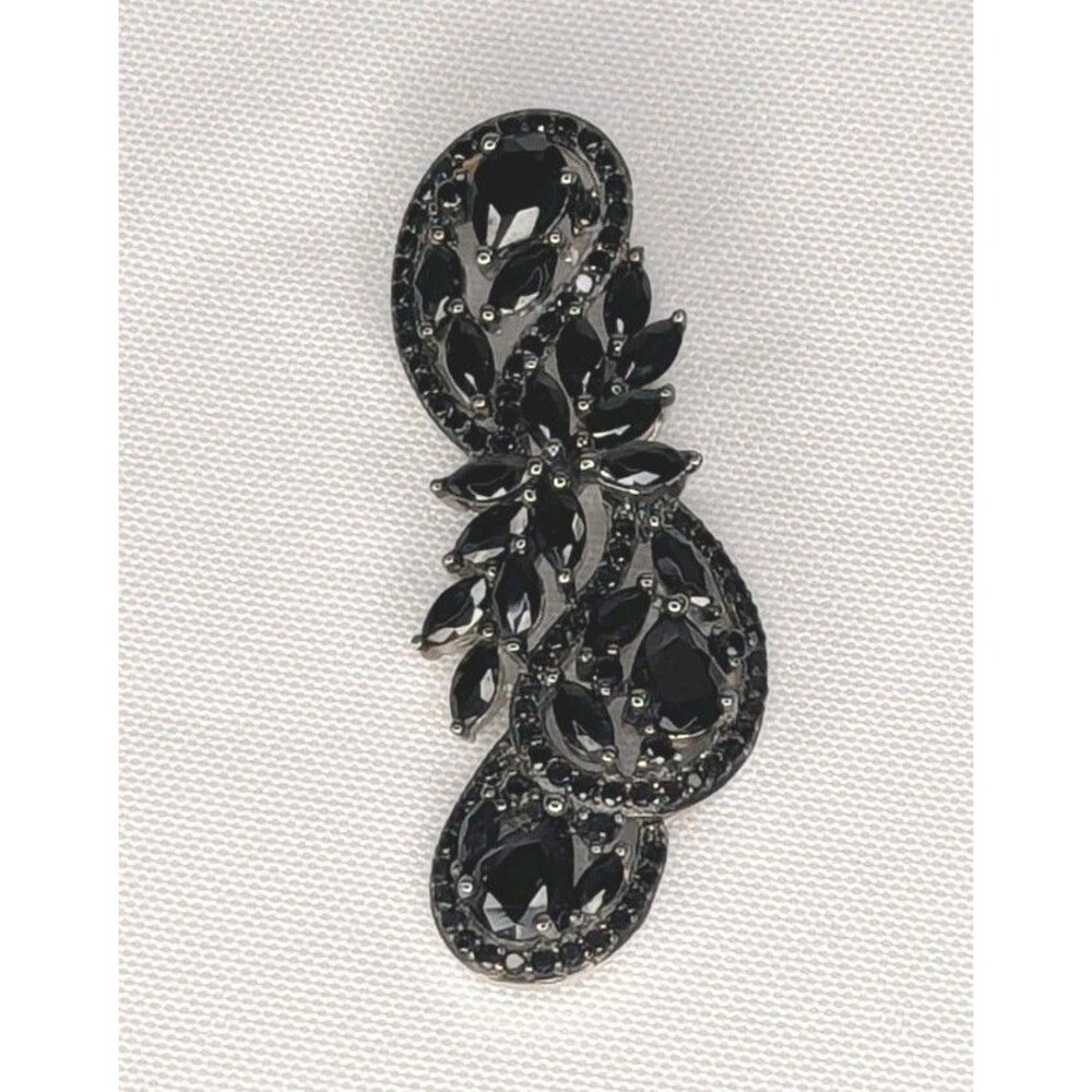 Black Spinel Swirl Pendant- Sterling Silver